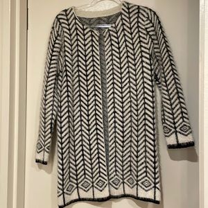 Chevron black and white eyelash sweater